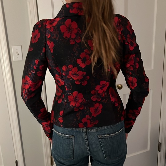 Doncaster dress jacket.  Red and navy detail. - Picture 2 of 4